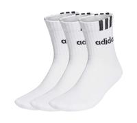 adidas Unisex Kids 3-Stripes Linear Half-Crew Cushioned Socks 3 Pairs, White/Black, 5-6 Years