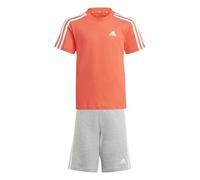 adidas Unisex Kinder Essentials 3-Stripes Tee and Shorts Set, bright red/white/white, 6-7 Years