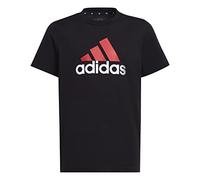 adidas Unisex Kinder Essentials Two-Color Big Logo Cotton Tee, Black/Better Scarlet/White, 13-14 Years
