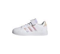 Adidas Unisex Kinder Grand Court Lifestyle Court Elastic Lace and Top Strap Shoes, Cloud White/Iridescent/Cloud White, 33 EU