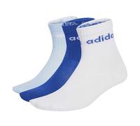 adidas Unisex Kinder LINEAR KIDS CREW 3 PAIRS PER PACK SOCKS, white/glow blue/team royal blue, 3-4 Years