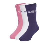 adidas Unisex Kinder LINEAR KIDS CREW 3 PAIRS PER PACK SOCKS, white/pink fusion/aurora plum, 3-4 Years