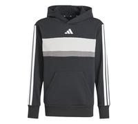 adidas Unisex Kinder Seasonal Essentials Tiberio 3 Stripes Fleece Hoodie Sweatshirt, Black/White/Grey Two, 9-10 Years
