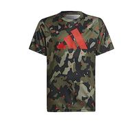 adidas Unisex Kinder Train Essentials Seasonal AEROREADY Allover Print Regular-Fit Tee, Olive strata, 7-8 Years