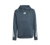 adidas Unisex Kinder Train Icons AEROREADY 3-Stripes Hoodie, Arctic Night / Pulse Lime / White, 13-14 Years