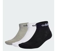 adidas Unisex Linear Ankle Cushioned Socks 3 Pairs, Medium Grey Heather / White / Black, 37-40