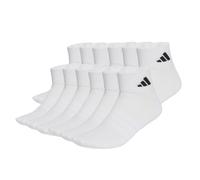 adidas Unisex Quarter Socken, 12er Pack - Cushioned Essentials Ankle Socks, Logo, gepolstert, einfarbig Weiß 46-48