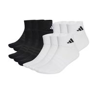 adidas Unisex Quarter Socken, 12er Pack - Cushioned Essentials Ankle Socks, Logo, gepolstert, einfarbig Weiß/Schwarz 37-39