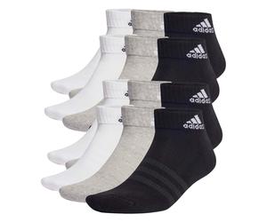 adidas Unisex Quarter Socken, 12er Pack - Cushioned Sportswear Ankle, Logo, gepolstert, einfarbig Schwarz/Grau/Weiß 37-39