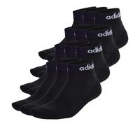 adidas Unisex Quarter Socken, 12er Pack - Linear Cushioned Ankle, Logo, gepolstert, einfarbig Schwarz 46-48