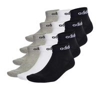 adidas Unisex Quarter Socken, 12er Pack - Linear Cushioned Ankle, Logo, gepolstert, einfarbig Schwarz/Grau/Weiß 40-42