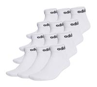 adidas Unisex Quarter Socken, 12er Pack - Linear Cushioned Ankle, Logo, gepolstert, einfarbig Weiß 46-48