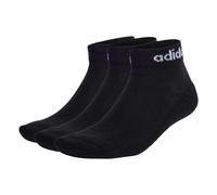 adidas Unisex Quarter Socken, 3er Pack - Linear Cushioned Ankle, Logo, gepolstert, einfarbig Schwarz 40-42