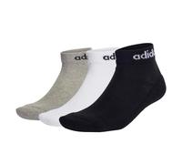 adidas Unisex Quarter Socken, 3er Pack - Linear Cushioned Ankle, Logo, gepolstert, einfarbig Schwarz/Grau/Weiß 37-39
