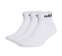 adidas Unisex Quarter Socken, 3er Pack - Linear Cushioned Ankle, Logo, gepolstert, einfarbig Weiß 43-45