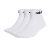 adidas Unisex Quarter Socken, 3er Pack - Linear Cushioned Ankle, Logo, gepolstert, einfarbig Weiß / 43-45 43-45 Weiß