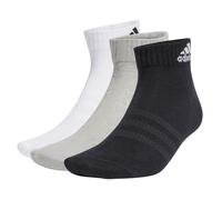 adidas Unisex Quarter Socken, 3er Pack - Sportswear Thin Ankle, Logo, einfarbig Schwarz/Grau/Weiß 46-48