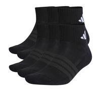 adidas Unisex Quarter Socken, 6er Pack - Cushioned Essentials Ankle Socks, Logo, gepolstert, einfarbig 40-42 Schwarz