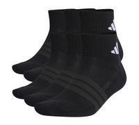 adidas Unisex Quarter Socken, 6er Pack - Cushioned Essentials Ankle Socks, Logo, gepolstert, einfarbig Schwarz 46-48