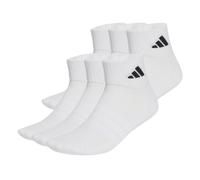 adidas Unisex Quarter Socken, 6er Pack - Cushioned Essentials Ankle Socks, Logo, gepolstert, einfarbig Weiß 37-39