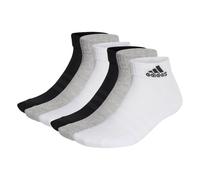 adidas Unisex Quarter Socken, 6er Pack - Cushioned Sportswear Ankle, Logo, gepolstert, einfarbig Schwarz/Grau/Weiß 37-39