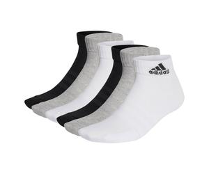 adidas Unisex Quarter Socken, 6er Pack - Cushioned Sportswear Ankle, Logo, gepolstert, einfarbig Schwarz/Grau/Weiß 46-48