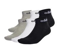 adidas Unisex Quarter Socken, 6er Pack - Linear Cushioned Ankle, Logo, gepolstert, einfarbig Schwarz/Grau/Weiß / 40-42 40-42 Mehrfarbig