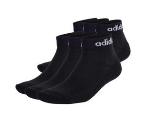 adidas Unisex Quarter Socken, 6er Pack - Linear Cushioned Ankle, Logo, gepolstert, einfarbig Schwarz 40-42