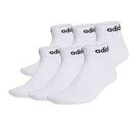 adidas Unisex Quarter Socken, 6er Pack - Linear Cushioned Ankle, Logo, gepolstert, einfarbig Weiß-37-39