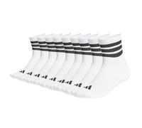 adidas Unisex Quartersocken, 9er Pack - 3-Stripes Cushioned Sportswear Mid-Cut Socks, Logo, Streifen, gepolstert Weiß 40-42