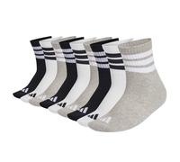 adidas Unisex Quartersocken, 9er Pack - 3-Stripes Cushioned Sportswear Mid-Cut Socks, Logo, Streifen, gepolstert Schwarz/Grau/Weiß 40-42