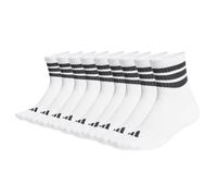 adidas Unisex Quartersocken, 9er Pack - 3-Stripes Cushioned Sportswear Mid-Cut Socks, Logo, Streifen, gepolstert Weiß 46-48
