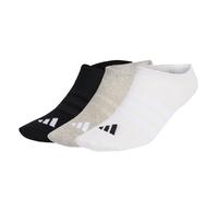 adidas Unisex Sneaker Socken, 3er Pack - Thin & Light Sportswear No-Show Socks, Logo, einfarbig Schwarz/Grau/Weiß 46-48