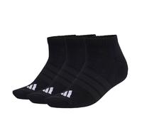 adidas Unisex Sneakersocken, 3er Pack - Cushioned Essentials Low Socks, Logo, gepolstert, einfarbig Schwarz 43-45