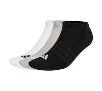 adidas Unisex Sneakersocken, 3er Pack - Cushioned Essentials Low Socks, Logo, gepolstert, einfarbig Schwarz/Grau/Weiß 46-48
