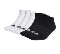 adidas Unisex Sneakersocken, 6er Pack - Cushioned Low-Cut, Logo, gepolstert, einfarbig Schwarz/Weiß 37-39