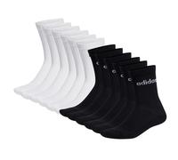 adidas Unisex Socken, 12er Pack - Linear Crew Cushioned, Logo, gepolstert, einfarbig 2xSchwarz/2xWeiß 40-42