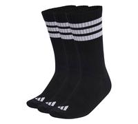 adidas Unisex Socken, 3er Pack - 3-Stripes Cushioned Sportswear Crew Socks, Logo, Streifen, gepolstert Schwarz 43-45