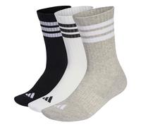 adidas Unisex Socken, 3er Pack - 3-Stripes Cushioned Sportswear Crew Socks, Logo, Streifen, gepolstert Schwarz/Weiß/Grau 43-45