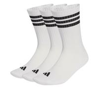 adidas Unisex Socken, 3er Pack - 3-Stripes Cushioned Sportswear Crew Socks, Logo, Streifen, gepolstert Weiß 46-48