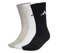 adidas Unisex Socken, 3er Pack - Cushioned Sportswear Crew Socks, Logo, gepolstert, einfarbig Schwarz/Grau/Weiß 37-39