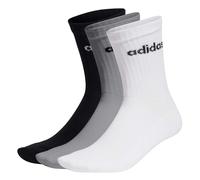 adidas Unisex Linear Crew Cushioned 3 Pairs Crew Socken, Medium Grey Heather/White/Black, 37 1/3 - 38 2/3
