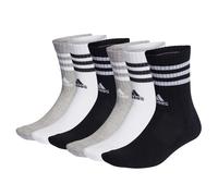 adidas Unisex Socken, 6er Pack - 3-Streifen Cushioned Crew, Logo, Streifen, gepolstert Schwarz/Weiß/Grau 43-45