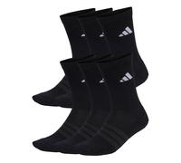 adidas Unisex Socken, 6er Pack - Cushioned Crew Socks, Logo, gepolstert, einfarbig Schwarz 43-45