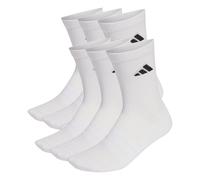 adidas Unisex Socken, 6er Pack - Cushioned Crew Socks, Logo, gepolstert, einfarbig Weiß 37-39