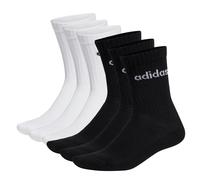 adidas Unisex Socken, 6er Pack - Linear Crew Cushioned, Logo, gepolstert, einfarbig Schwarz/Weiß 43-45