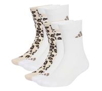 Funktionssocken ADIDAS PERFORMANCE "LEO SOCK 3PP", Damen, Gr. M, weiß (crystal linen, khaki six, schwarz braun), Obermaterial: 54% Baumwolle, 42% Polyester, 3% Elasthan, 1% Polyamid, Socken, für Fitne