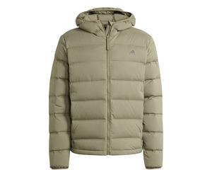 adidas Winter-Daunenjacke Helionic Stretch Hooded (wasserabweisend) olivegrün Herren, Größe L