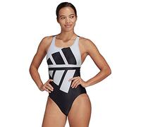adidas Women's 3 Bars Suit Swimsuit, Black/White, 48