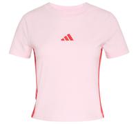 T-Shirt ADIDAS SPORTSWEAR "ESSENTIALS 3-STREIFEN SLIM BABY", Damen, Gr. S, clear pink, pure ruby, Obermaterial: 93% Baumwolle, 7% Elasthan, Rundhals, Shirts T-Shirt, schmale Passform, Rundhalsausschni